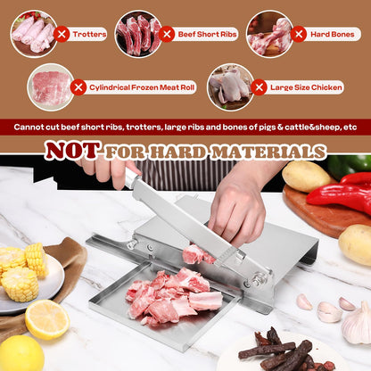 Biltong Slicer Manual Meat Chicken Cutter with Scale | Stainless Steel Cutting Machine Hand Herb Root Slicer for Salami, Ham, Bacon, Vegetables, Deli, Ginseng, Fish (KD0270)