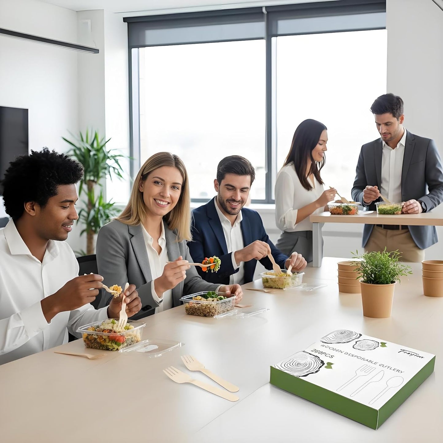 200 Disposable Knives - 6.5 Inch Long Wooden Cutlery - Biodegradable Silverware for Catering Formal Events, Parties, Picnics, Camping, Travel, Weddings, and Other Occasions