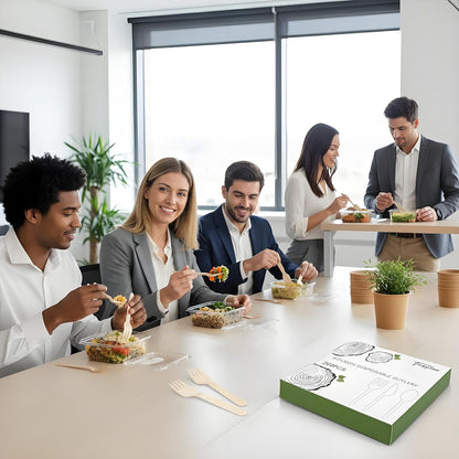 200 Disposable Knives - 6.5 Inch Long Wooden Cutlery - Biodegradable Silverware for Catering Formal Events, Parties, Picnics, Camping, Travel, Weddings, and Other Occasions