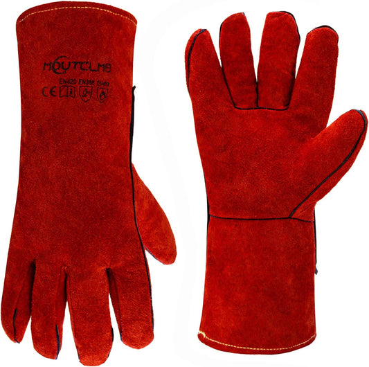 Long Welding Gloves 23.6 Inches 932℉,Heat/Fire Resistant Leather For Mig, Tig, Stick, Forge, BBQ, Grill, Fireplace
