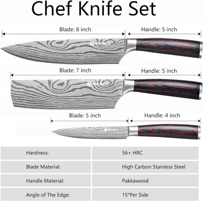 Utility Knife, 5 Inch Chef Knife, Ultra Sharp Kitchen Knife with High Carbon Stainless Steel Blade, Multipurpose Kitchen Knife with Ergonomic Pakkawood Handle and Gift Box