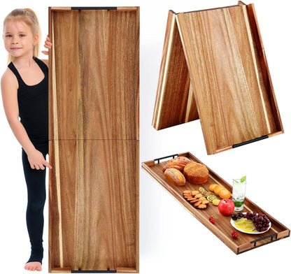 Teenyyou 32 x 18 Large Acacia Wood Cutting Boards for Kitchen Wooden Cutting Board with Juice Groove Extra Large Serving Platter Carving Tray for Meat Cheese(Black)