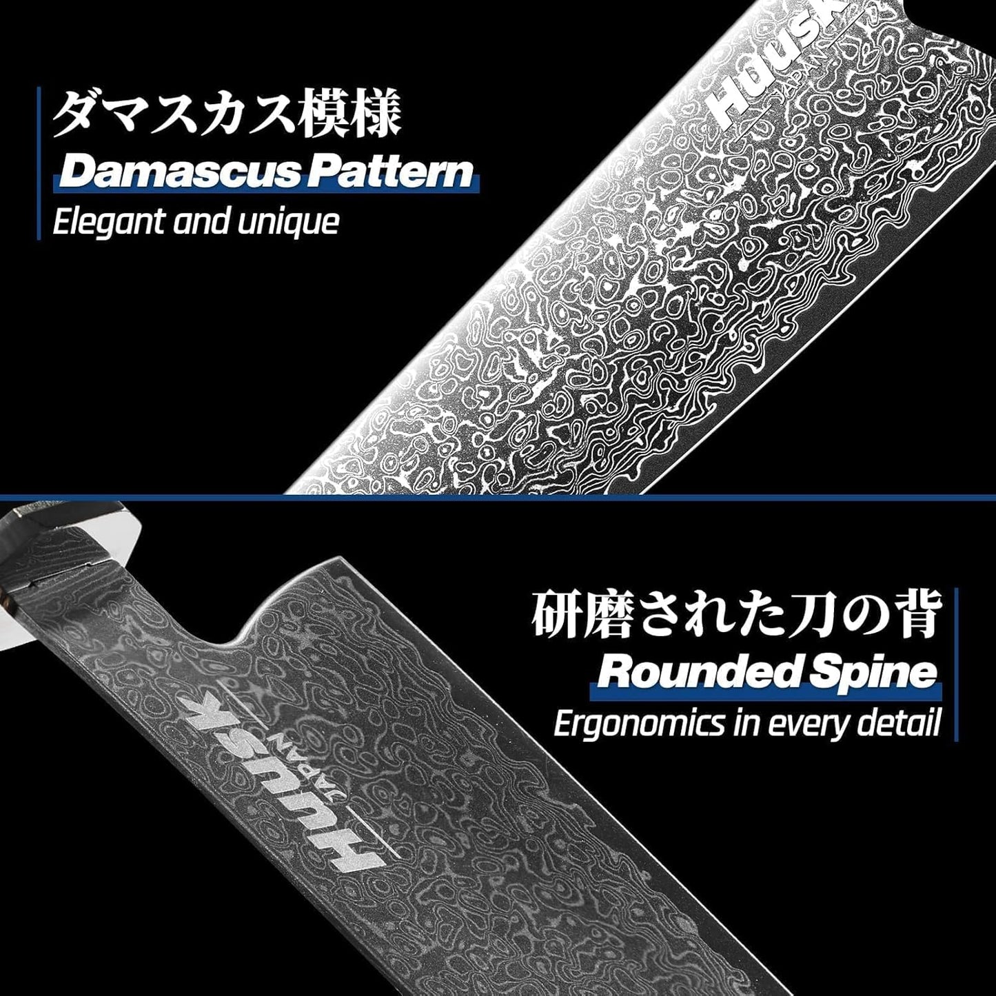 Huusk Damascus Kiritsuke Knife 8 inch - Japanese Knives with Wooden Handle, Hand Forged Chef Knives for Home Use, Razor Sharp Cooking Knife, Birthday Christmas Gifts for Men Women