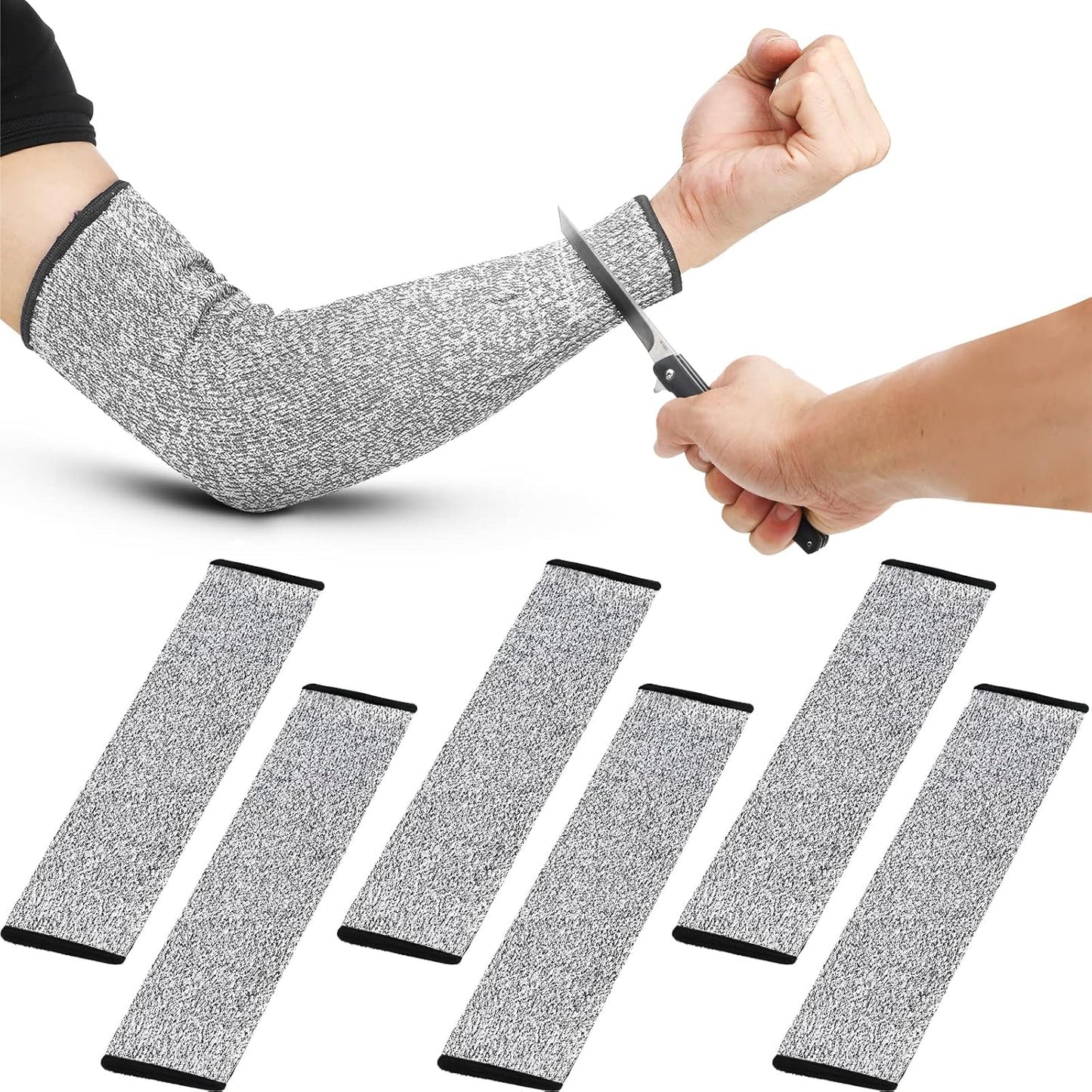 Chuarry 3 Pairs Cut Resistant Arm Protectors for Thin Skin and Bruising Level 5 Arm Protective Sleeves for Men Women (Gray, Pink, Blue)