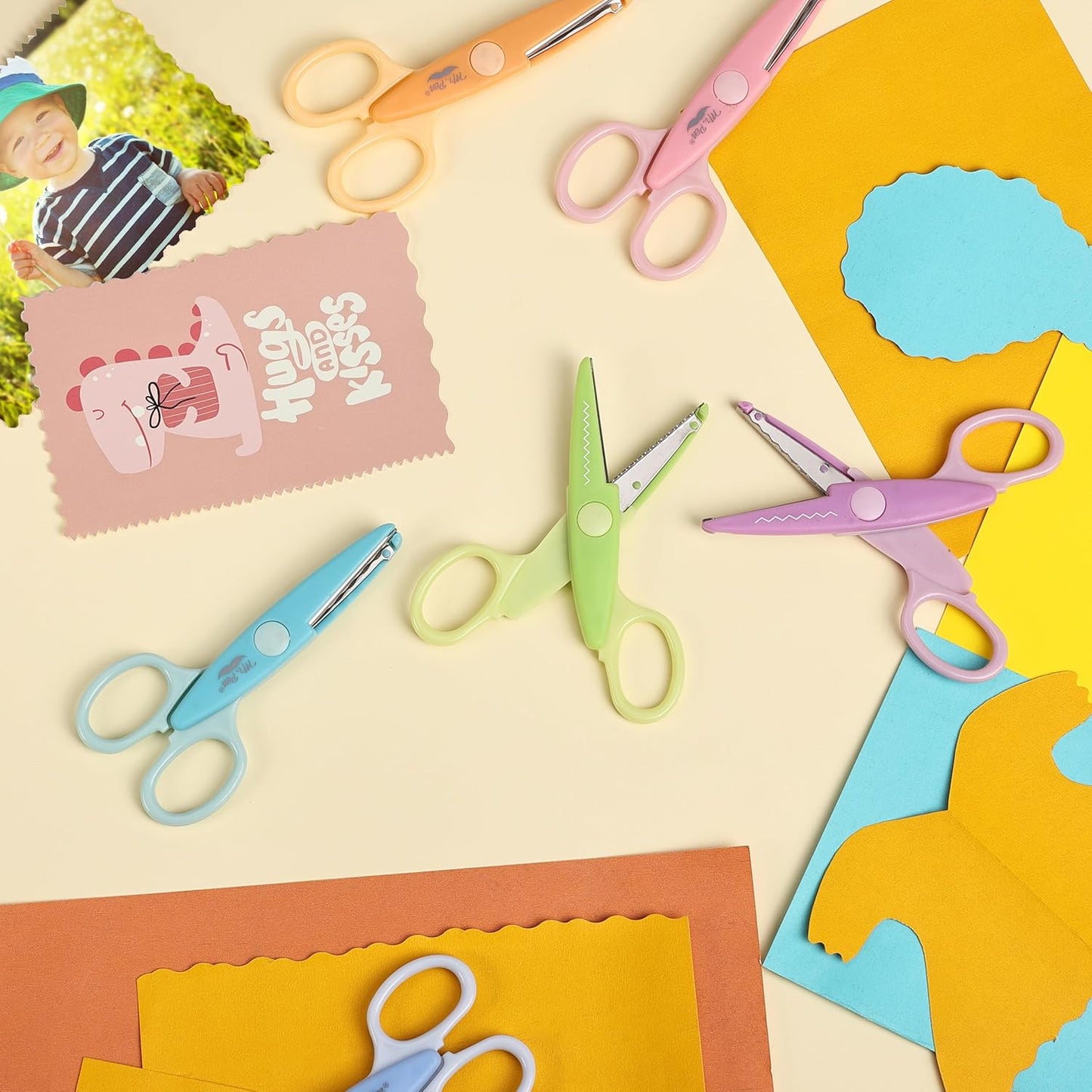 Mr. Pen- Craft Scissors Decorative Edge, 6 Pack, Bright, Zig Zag Scissors for Crafting, Scrapbooking, Fancy, Pattern, Design