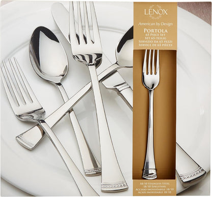 Lenox Silverware Set, Portola 12-Piece Steak Knife Flatware Set, Service For 12, Made Of 18/10 Stainless Steel, Dishwasher Safe, Home And Kitchen Utensils, Knives, Cutlery (Silver, 12 Piece)