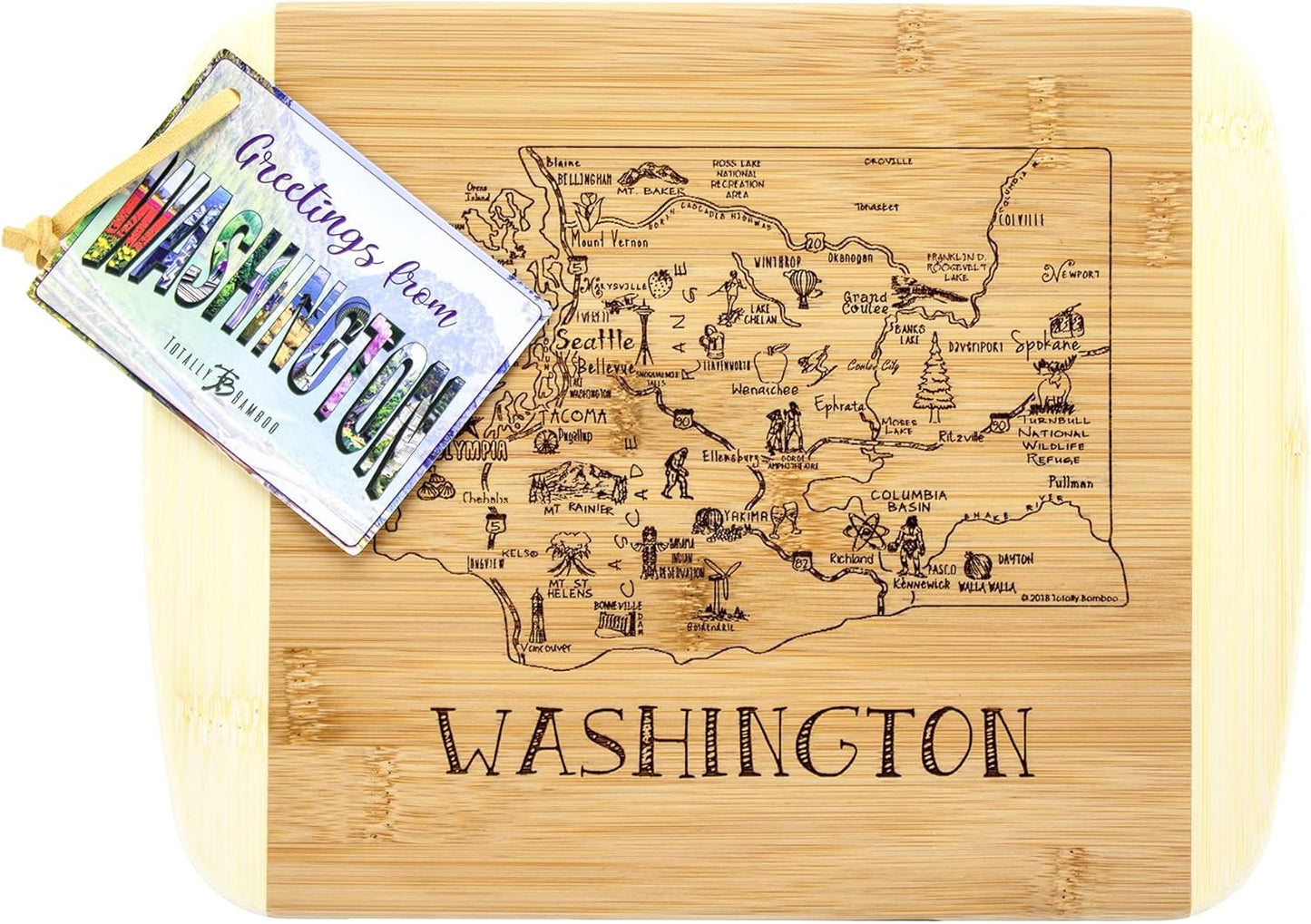 Totally Bamboo A Slice of Life New Jersey State Serving and Cutting Board, 11" x 8.75" - Colors B