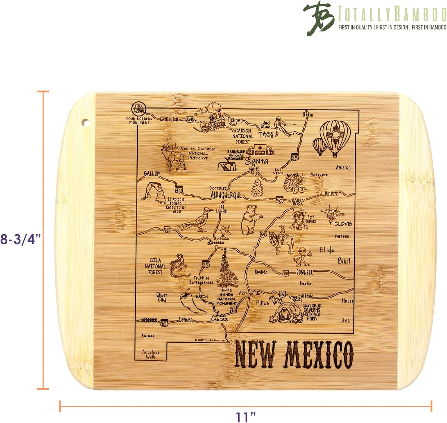 Totally Bamboo A Slice of Life New Jersey State Serving and Cutting Board, 11" x 8.75" - Colors A