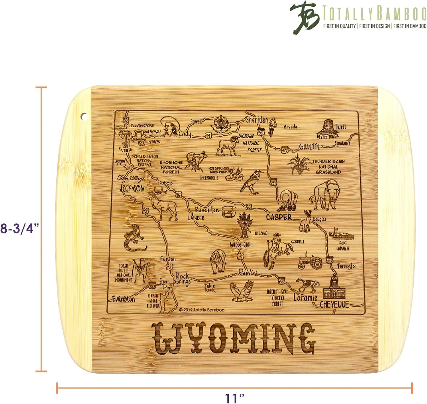 Totally Bamboo A Slice of Life New Jersey State Serving and Cutting Board, 11" x 8.75" - Colors A