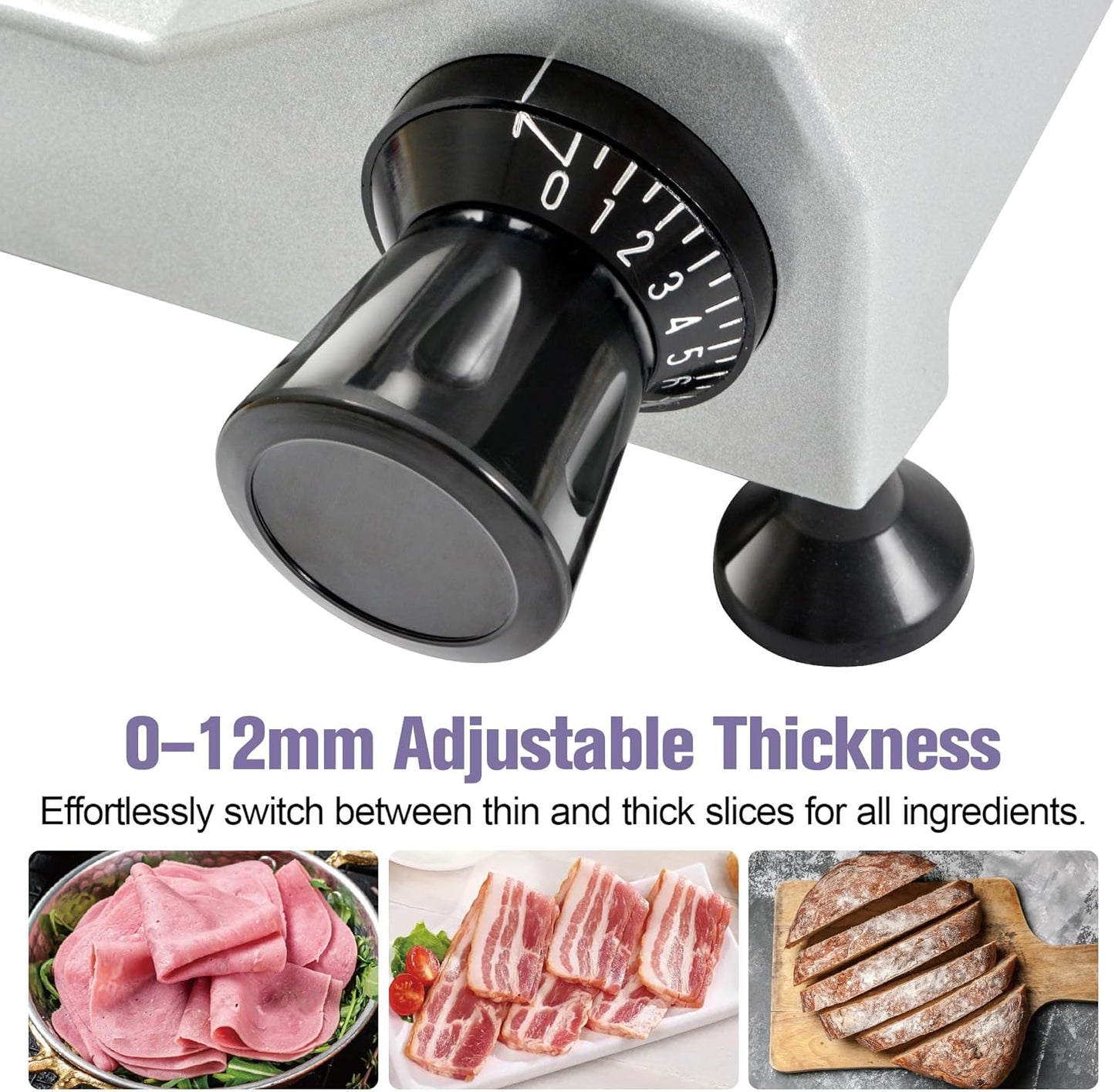OKF Meat Slicer, 10 Inch Commercial Meat Slicer, 240W Meat Slicer Machine, Heavy-Duty Slicer Machine, Premium Chromium-plated Steel Blade, Deli Slicer for Meat, Cheese, Semi-Frozen Foods