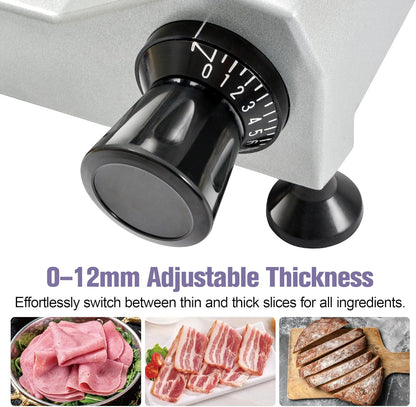 OKF Meat Slicer, 10 Inch Commercial Meat Slicer, 240W Meat Slicer Machine, Heavy-Duty Slicer Machine, Premium Chromium-plated Steel Blade, Deli Slicer for Meat, Cheese, Semi-Frozen Foods