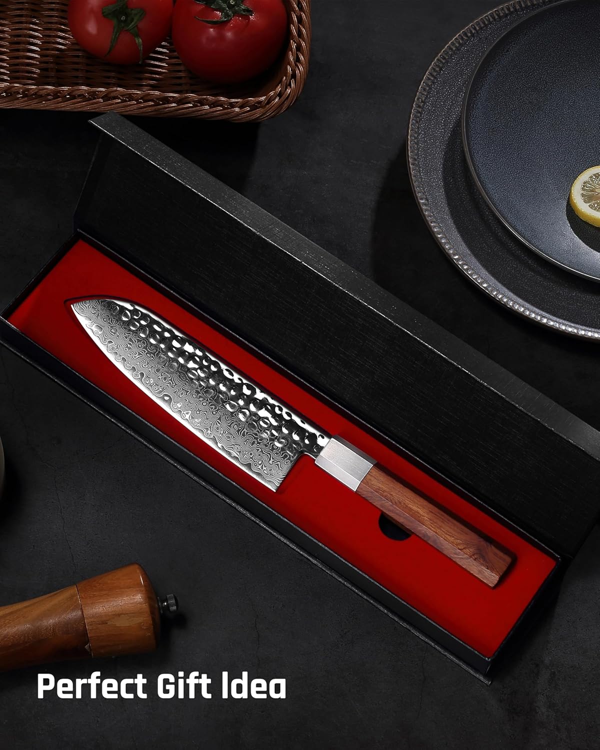 YOTSUBA 3PCS Japanese Damascus Chef Knife Set – Ultra Sharp Hand-Forged High Carbon Steel Blades with 100% Genuine Natural Hardwood Handles, Professional Kitchen Knives for Chopping Meat & Vegetables