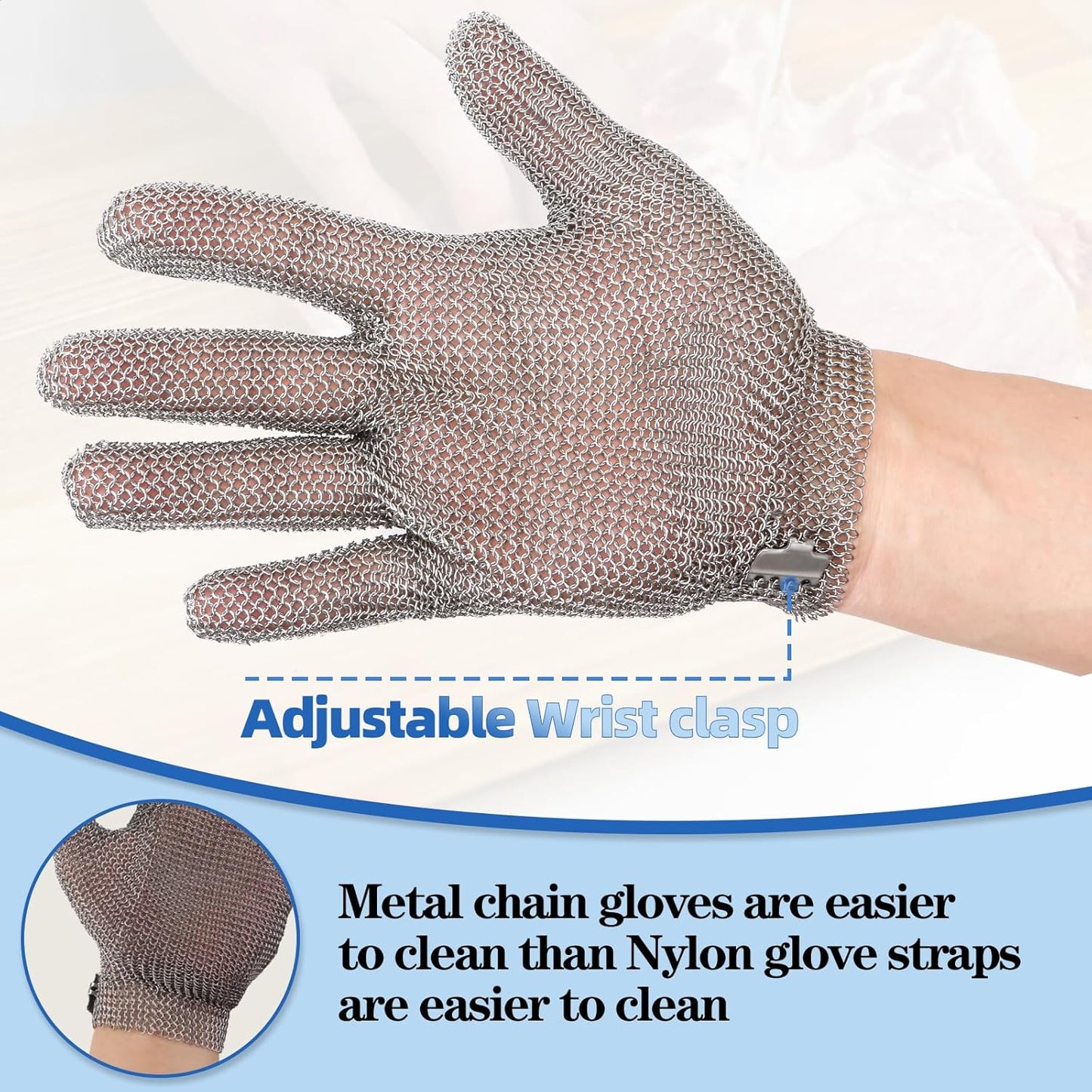 Top grade cut resistant stainless steel mesh chainmail gloves for butchering, protective gloves