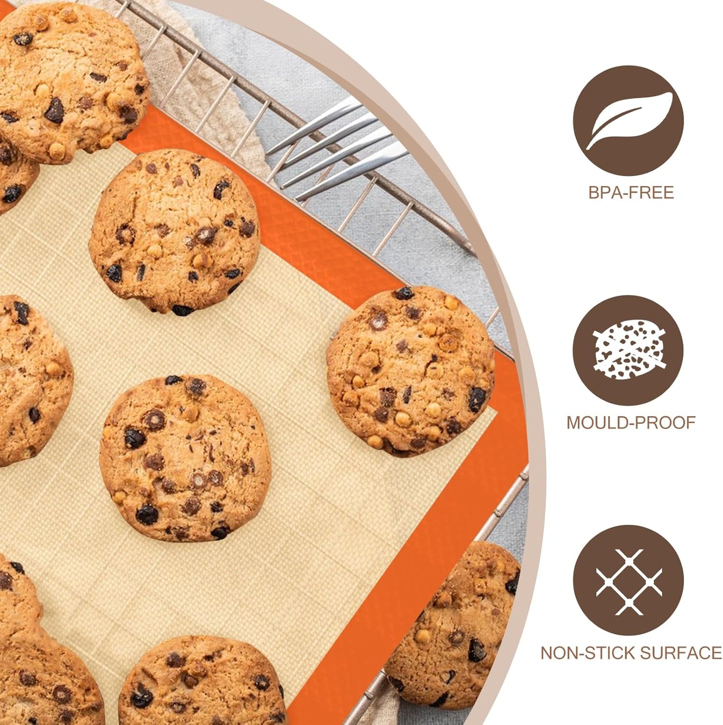 Silicone Baking Mat, 3 Pack Reusable Baking Sheet, Non-Stick ＆ Food Safe Silicone Mats for Baking for Making Cookies Macaroons Bread, Baking Supplies ＆ Accessories