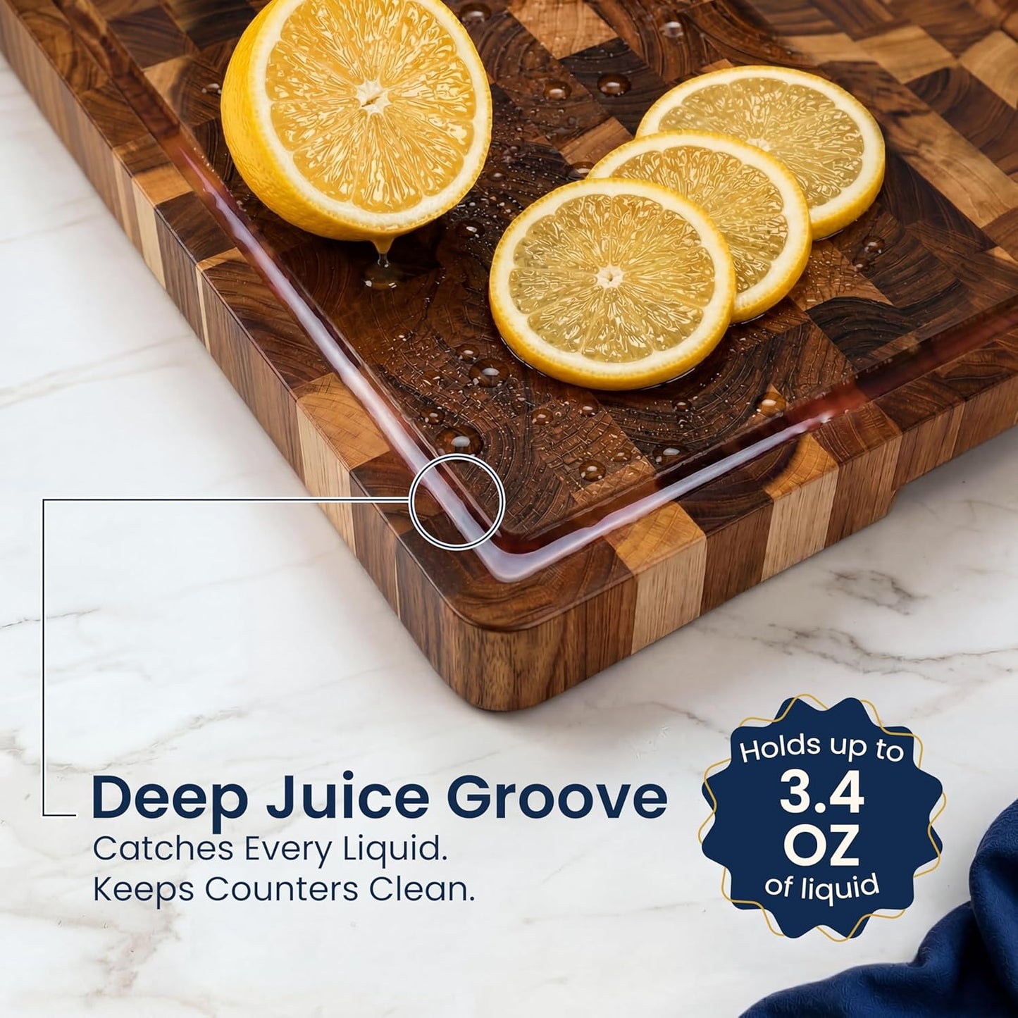HOMESTEAD End Grain Acacia Wood Cutting Board for Kitchen 23x18x1.5 in, Large Butcher Block Chopping Board for Meat Vegetables with Juice Groove, Handles and Knife-Friendly Surface