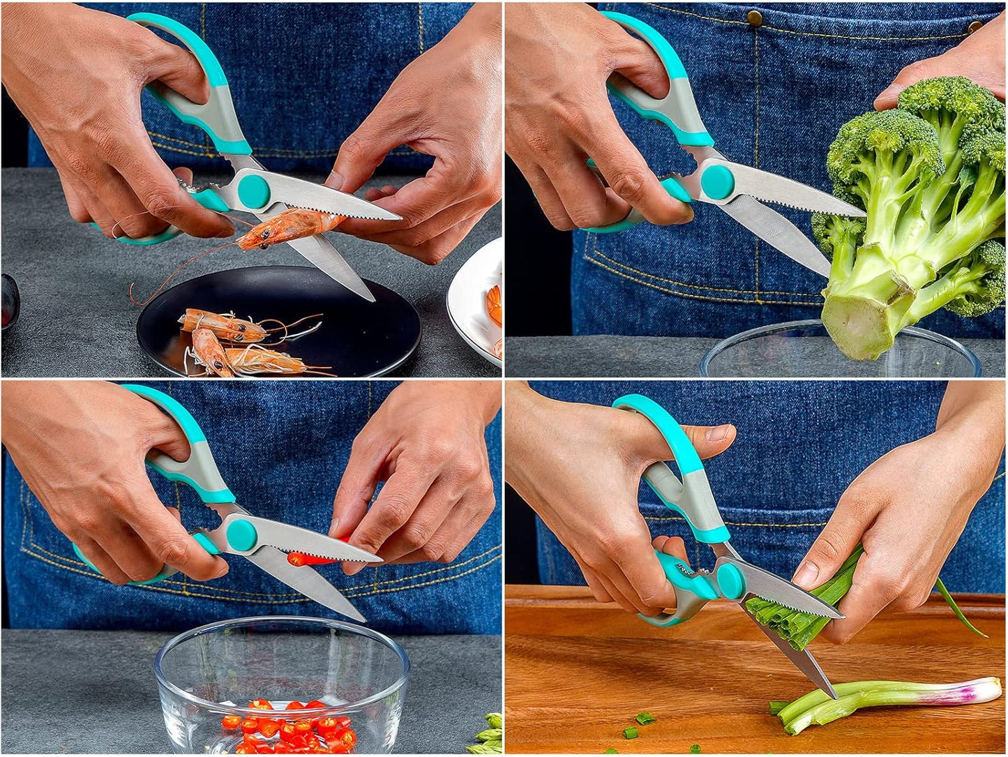 Kitchen Scissors, Stainless Steel Multi-Purpose Cooking Shears Heavy Duty for Meat Chicken Poultry Fish Vegetable Cutting, Dishwasher Safe