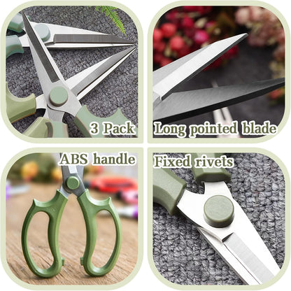3 Pcs Garden Scissors Floral Shears,Professional Floral Scissors with Comfortable Grip Handle,Premium Garden Pruning Shears for Plants Trimming and Fruit Picking Trimming,Pink