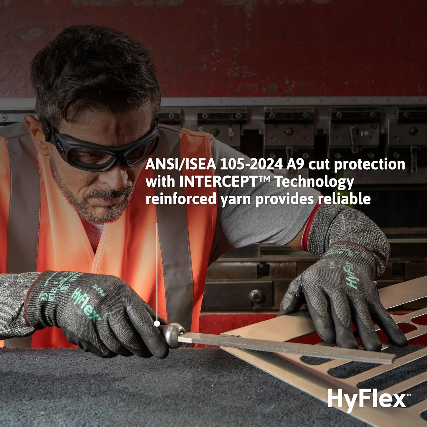 Ansell HyFlex Cut Resistant Touchscreen Work Gloves with Aerofit Precision Comfort Technology