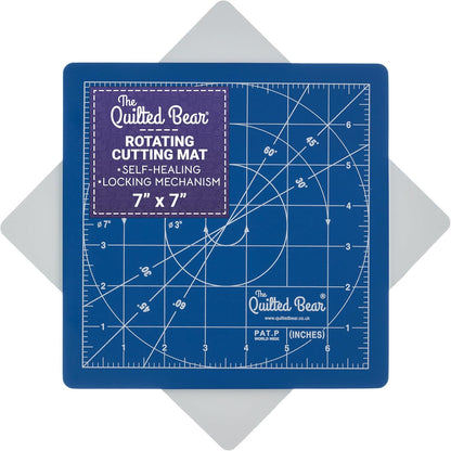 The Quilted Bear Rotating Cutting Mat 12" x 12" - Locking & Rotating Self Healing Cutting Board for Sewing, Fabric & Quilting - 360 Degree Sewing Supplies Mat for Craft Table (Pink)