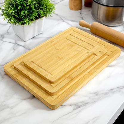 Large Cutting Board, 15x10x0.5 Bamboo Cutting Boards for Kitchen with Juice Groove and Kitchen Chopping Board for Meat Cheese board Heavy Duty Serving Tray,