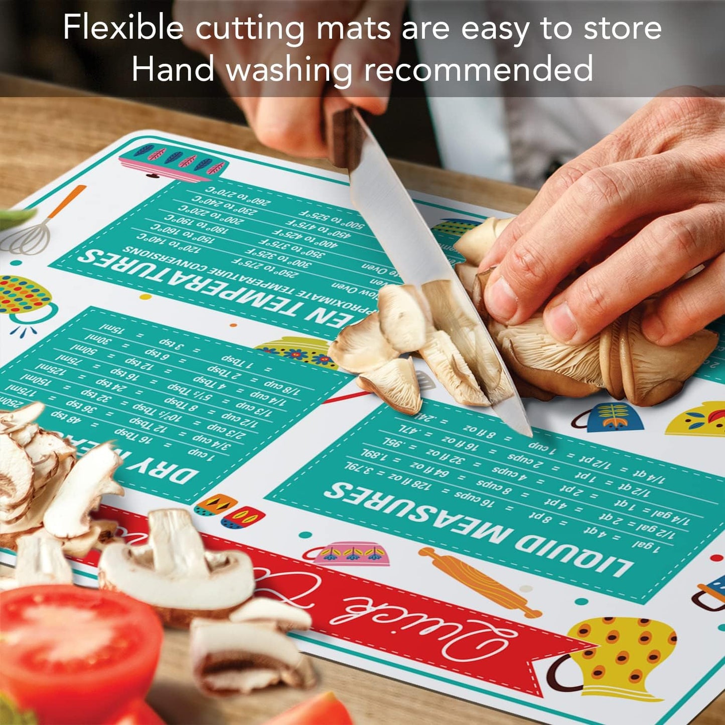 Cut N' Funnel Quick Conversion Flexible Baking Pastry Mat Made in the USA of BPA Free Food Grade Plastic Conversion Measurements for Liquids Dry Cup to Spoon