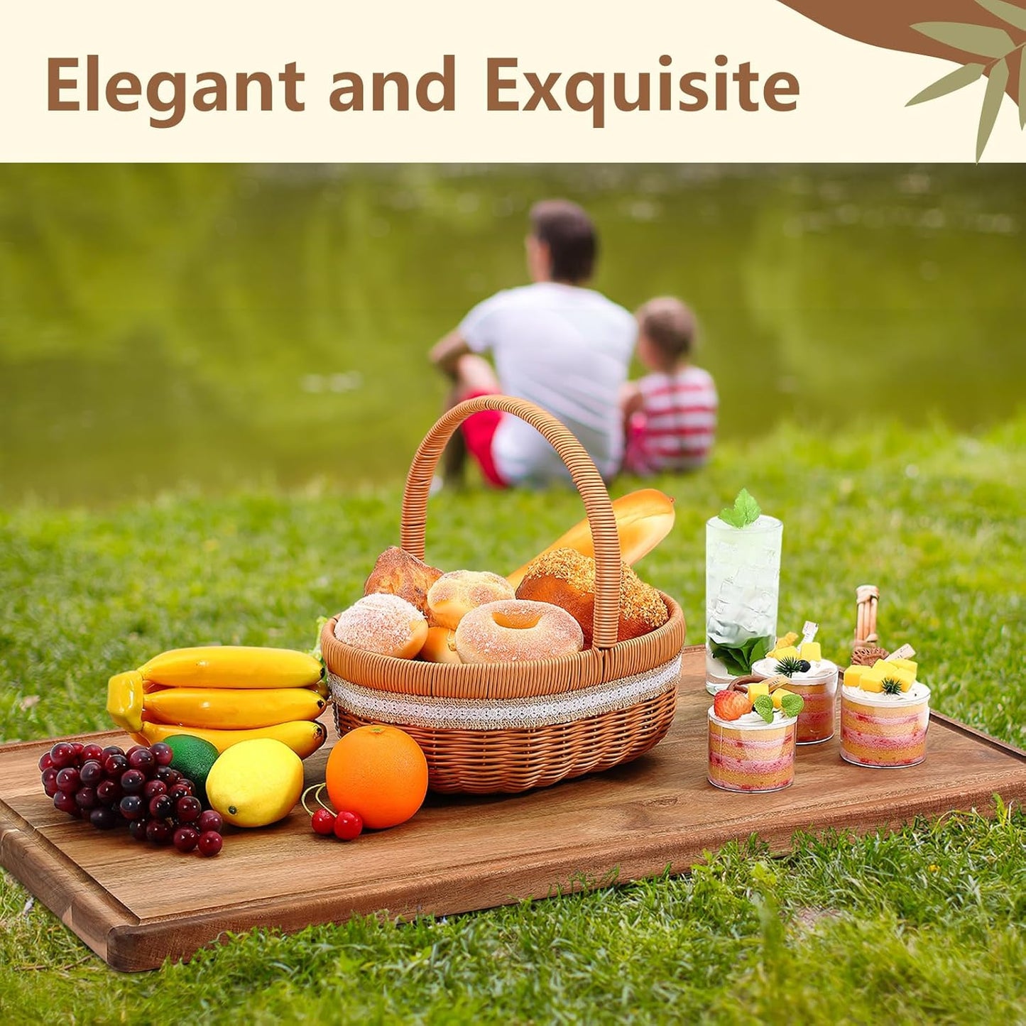 Teenyyou 32 x 18 Large Acacia Wood Cutting Boards for Kitchen Wooden Cutting Board with Juice Groove Extra Large Serving Platter Carving Tray for Meat Cheese(Black)