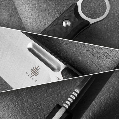Kizer Cabox Fixed Blade Knife, 3.36" D2 Steel Fixed Blade Hunting Knife G10 Handle with Sheath, Survival Camping Knives 1048A3