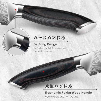 5PCS Knife Set, Kitchen Knife Sets in Powder Steel, Ultra Sharp Japanese Knives Set High Carbon Steel Chef Knives Sets, Cooking Knives Set with Ergonomic Pakkawood Handle