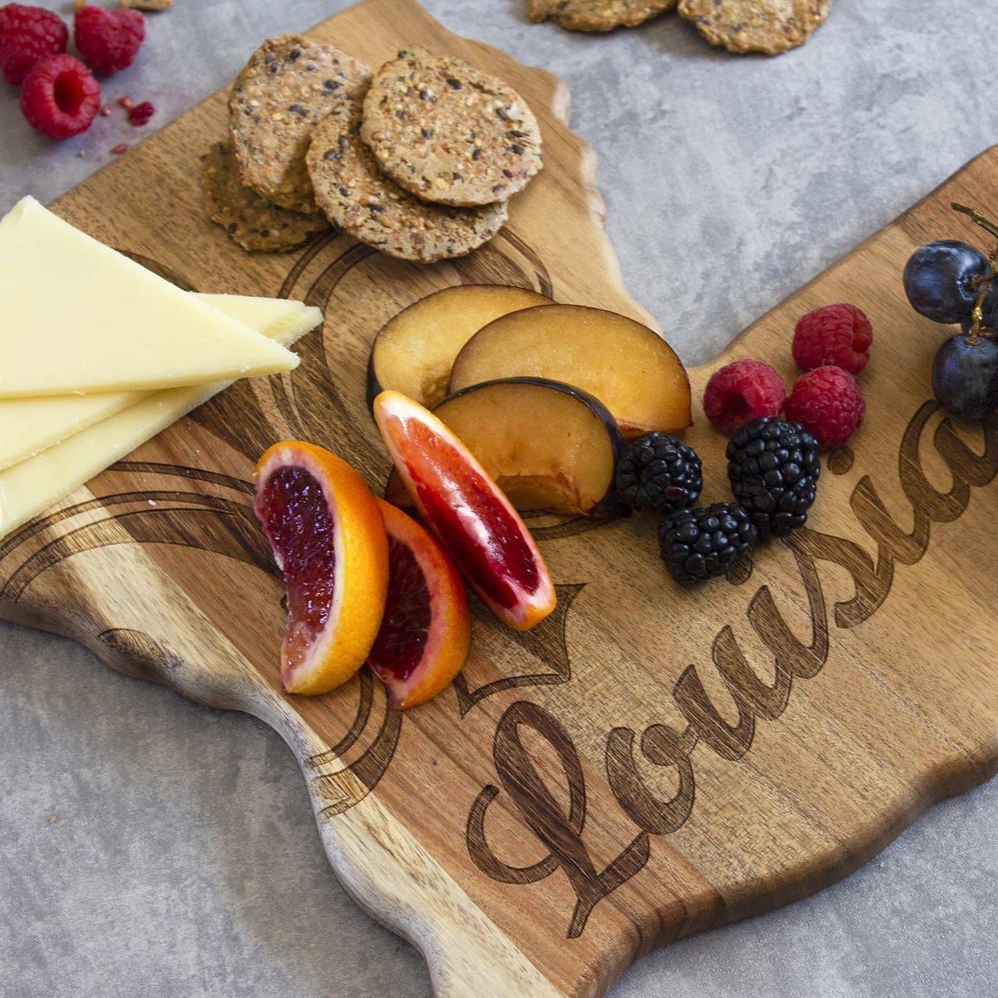 Totally Bamboo Rock & Branch Origins Series New York State Shaped Cutting Board and Charcuterie Serving Tray, Includes Hang Tie for Wall Display