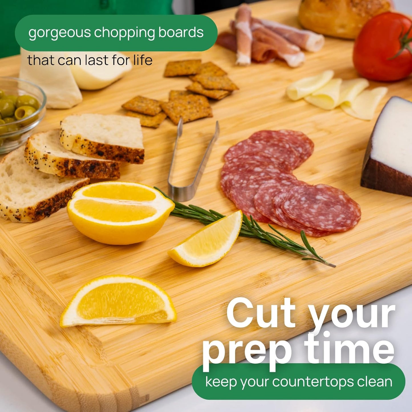 Greener Chef 30 x 20 Organic Extra Large Cutting Board with Lifetime Replacements – Wood Bamboo Chopping Board - Wooden Butcher Block Cutting Board for Carving Turkey, Grilling Brisket and BBQ