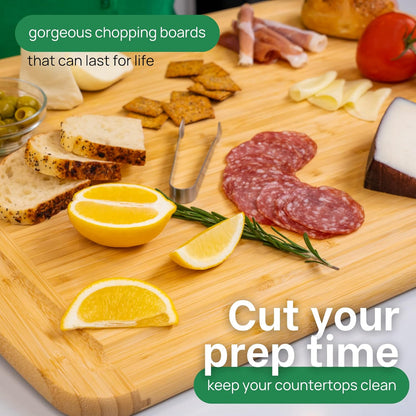 Greener Chef 30 x 20 Organic Extra Large Cutting Board with Lifetime Replacements – Wood Bamboo Chopping Board - Wooden Butcher Block Cutting Board for Carving Turkey, Grilling Brisket and BBQ