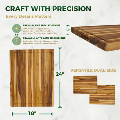 Teak Cutting Board - End Grain Butcher Block, 20 x 14 x 1.5 Inch Large Wood Board with Juice Groove & Side Handles, Extra Thick Carving Board for Meat Prep, BBQ & Charcuterie
