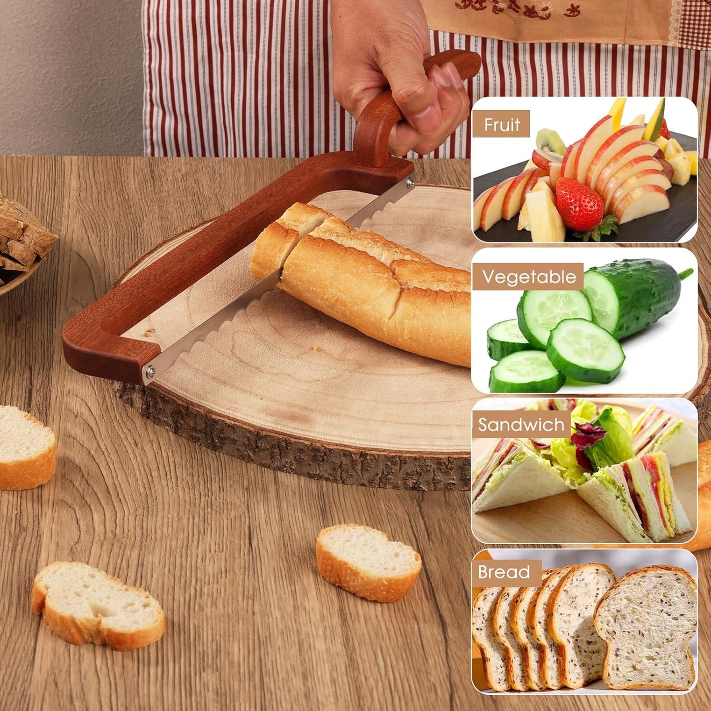 Bread Knife for Homemade Bread Bow Knife 16", Bread Saw Sourdough Slicer Aluminum Alloy Sourdough Cutter Suit for Left & Right Handed People to Cut Baguettes Vegetables Fruits 1Count