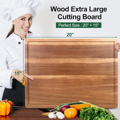 Solid Acacia Wood Cutting Boards for Kitchen Decor Wooden Charcuterie Board Meat Cheese Boards Butcher Block Pizza Bread Serving Board Hardwood Chopping Board Non Toxic Teak Small Cutting Boards
