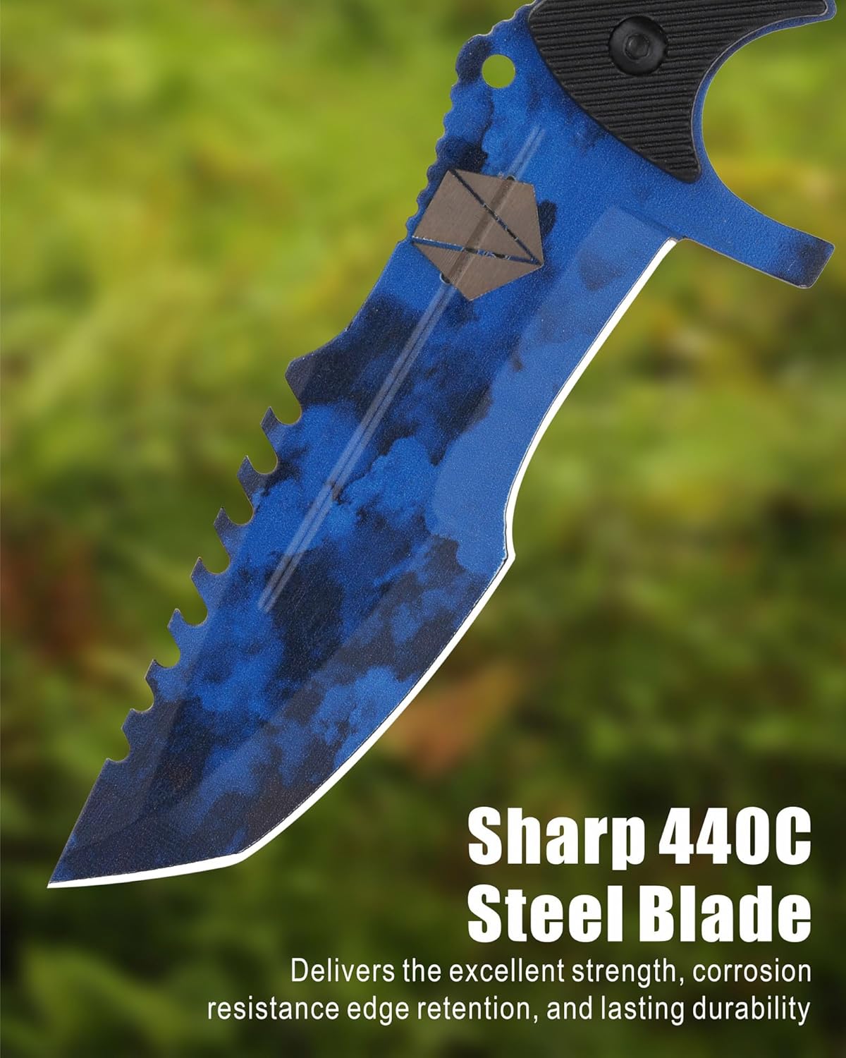 REAT Fixed Blade Knife with Sheath, 4.1" 440C Steel Blade with Full Tang Design,Ergonomic ABS Plastic Handle, EDC Sharp Hunting Knife,Tactical Knife for Camping,Survival,Bushcraft,Hiking