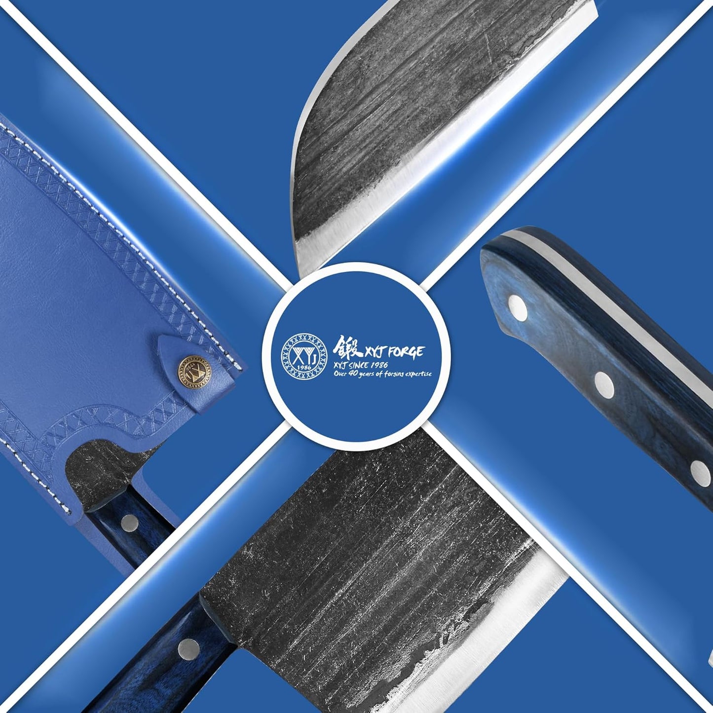 XYJ Authentic Since 1986,Outstanding Ancient Forging,6.7 Inch Full Tang,Serbian Chefs knife,Chef Meat Cleaver,Kitchen Knives,Set with Leather Sheath,Take Carrying,Butcher