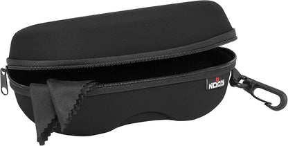 NoCry Water Resistant Safety Glasses Case with Clip - Heavy Duty Semi Hard Large Sunglasses Holder for Men and Women with Cleaning Cloth