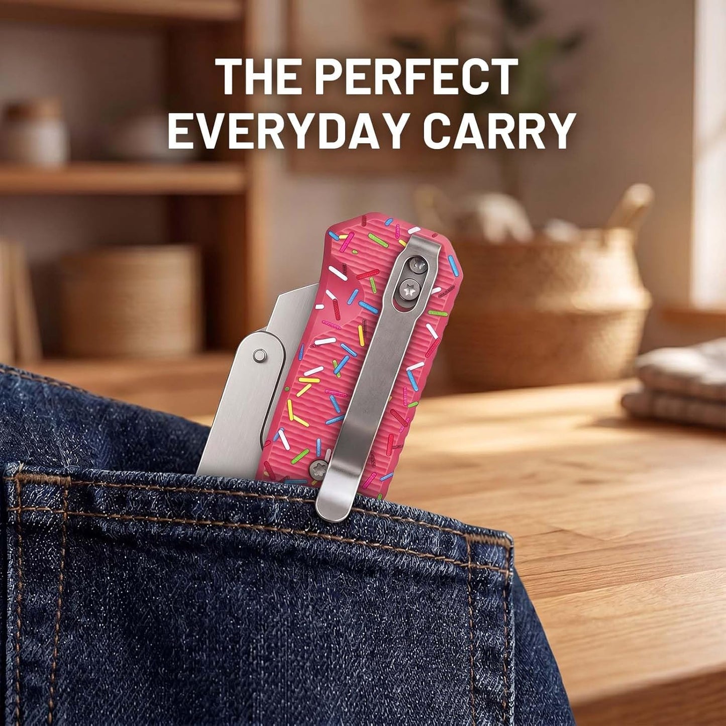 Folding Utility Knife, Pocket Knife, Box cutter Knife with Pocket & Rail Lock, Durable Razor Knife for Home Office Warehouse Everyday Carry, Gift for Men Women（Black）