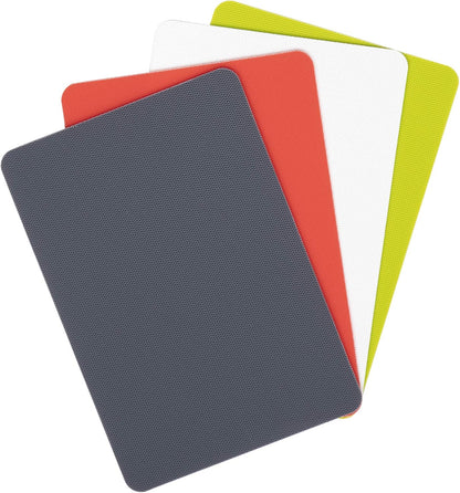 Dexas Heavy Duty Cutting Board Grippmat, Flexible Cutting Boards for Kitchen, Set of 4, Non Slip Plastic Board Cutting Mat Small Size 5.5 x 8, Blue, Green, Yellow, Red Set, Kitchen Gadgets