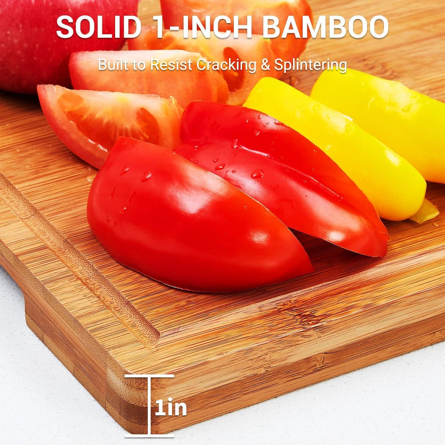 Bamboo Cutting Board 16x10x1 inch with Juice Groove - Bamboo Cutting Board, Charcuterie Board, Butcher Block, Non Plastic Wooden Chopping Board