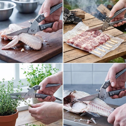 High-end heavy-duty kitchen shears, multi-functional food scissors, effortlessly cut through bones, meat, poultry, and all types of ingredients.