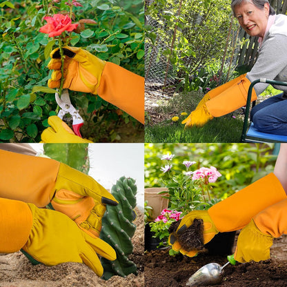 Long Gardening-Gloves Women/Men-Thorn proof Rose Pruning Heavy Duty Gauntlet, Best Garden Gifts for Gardener-L