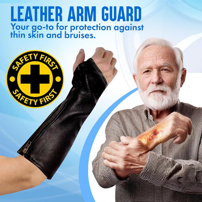 Arm Chaps Leather Protective Sleeves Arm Guard - Prevent Cuts, Scratches & Bruises - Genuine Cowhide - Ideal for Gardening & Construction - Left & Right Form-Fitting. Tan (1 Pair/XX-Small).