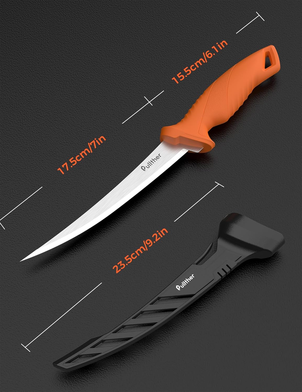 9 Inch Fillet Knife for fish,Stainless Steel Filet Knives with Non-Slip Handle,Fishing Gear with Protective Sheath