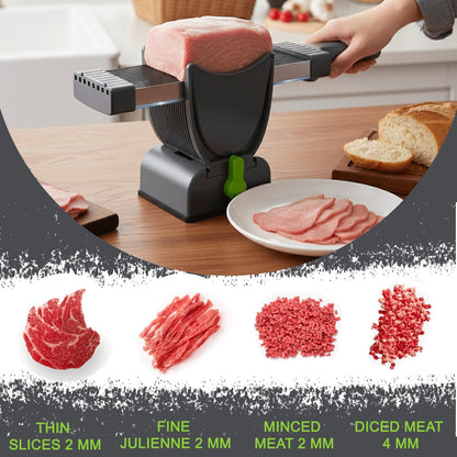 Fresh Meat Slicer Manual with 17 Stainless Steel Blades, Adjustable 2mm 4mm Thickness, Multi-Function Slicing & Dicing Tool for Beef, Pork, Chicken, Jerky, Meal Prep & Home Cooking