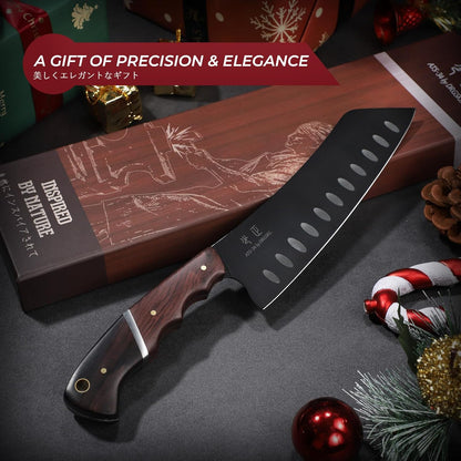 DRGSKL Boning Knife 7 inch - Brisket Trimming Knives for Meat Cutting, Black Butcher Slicing Knives with Full Tang Handle, Kitchen Fillet Knife for Birthday Dad Mom Gift