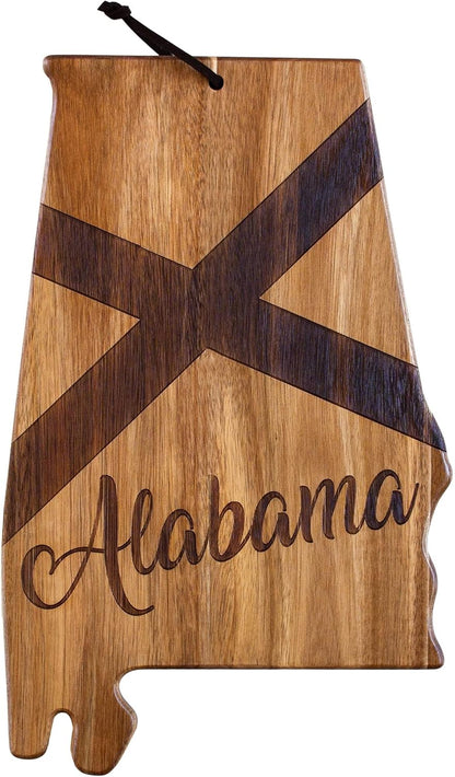 Totally Bamboo Rock & Branch Origins Series New York State Shaped Cutting Board and Charcuterie Serving Tray, Includes Hang Tie for Wall Display