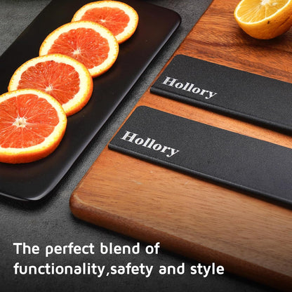 Kitchen Knife Guards Set, Universal Blade Covers, Abs Plastic BPA-Free Blade Protector with Velvet Lining, Professional Kitchen Knife Storage Solution for Home Cooks, Black (2 Pcs)