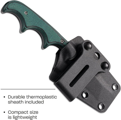 CRKT Minimalist Bowie Outdoor Survival Fixed Blade Knife with Sheath: Stainless Steel Plain Edge Blade, Micarta Handle, 2387