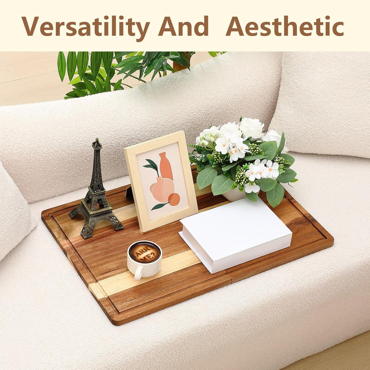 Teenyyou 32 x 18 Large Acacia Wood Cutting Boards for Kitchen Wooden Cutting Board with Juice Groove Extra Large Serving Platter Carving Tray for Meat Cheese(Black)
